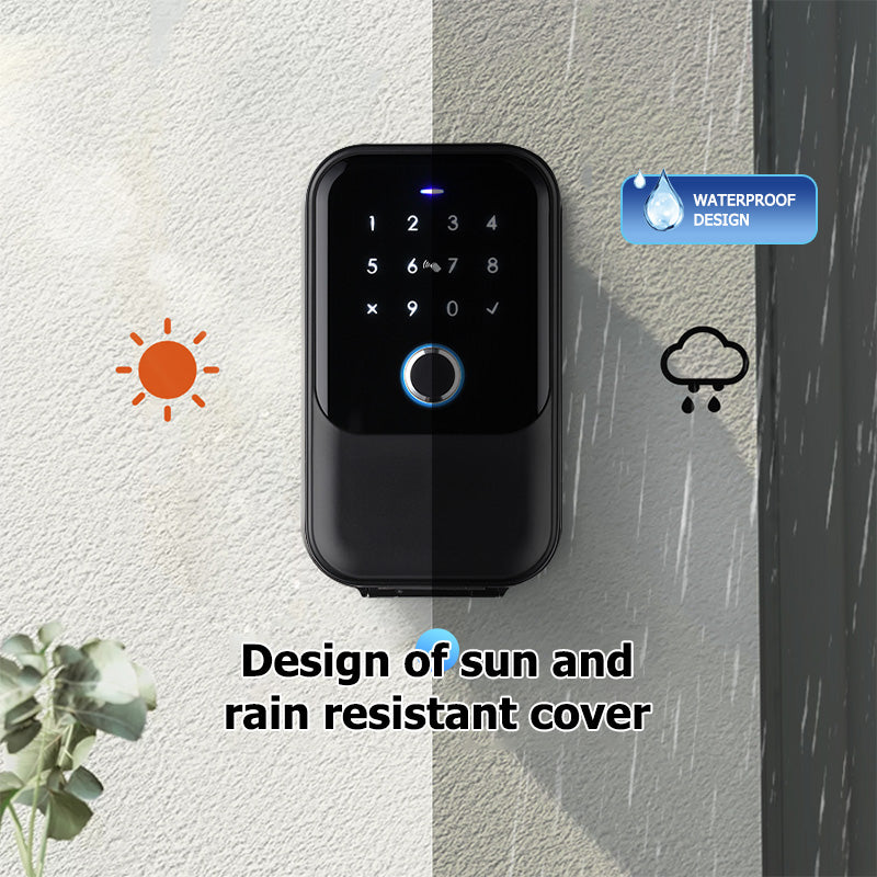 TTLock Bluetooth Smart Keybox - Keysafe supports PIN codes, Fobs, fingerprint. Flip top cover for extra protection.