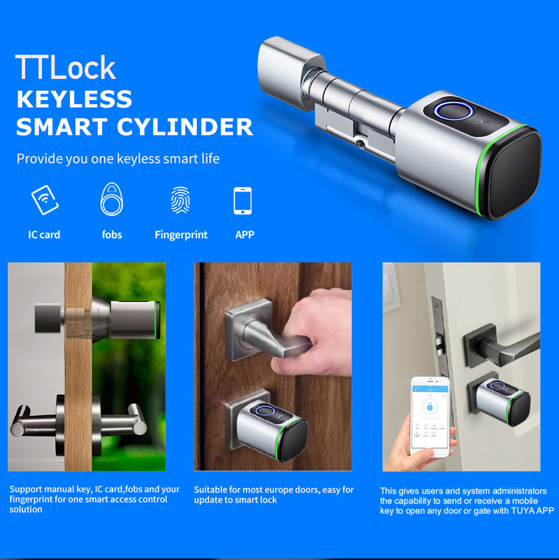 Euro cylinder smart lock with fingerprint - Silver – SMARTLOCK