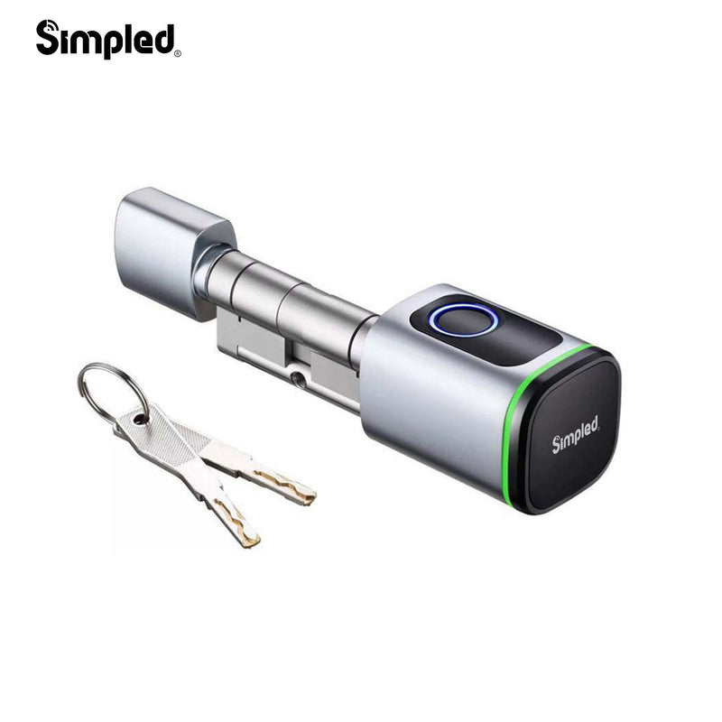 Simpled Euro cylinder smart lock with fingerprint - Silver