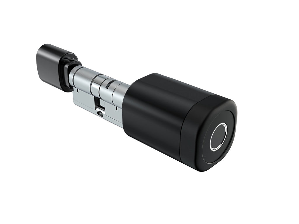 Smart Euro cylinder TTLock, App and fingerprint. Black. Includes clear rainshield sleeve.