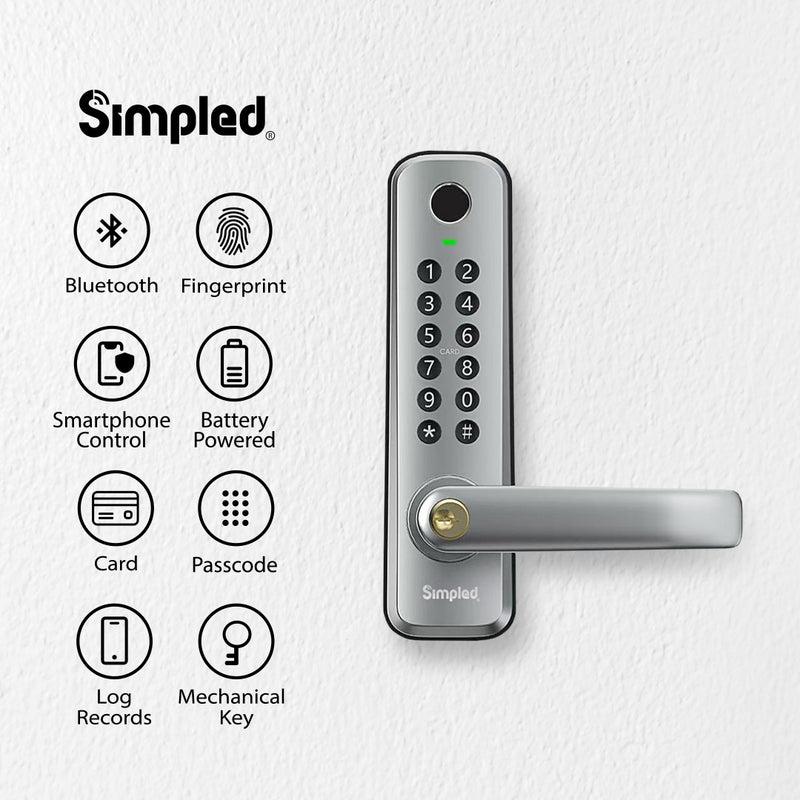 Simpled WF Slimline Push Button Smart Lock