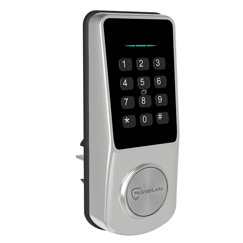 McGrath Ashgrove Deadbolt Lock, Push Button, Wi-Fi, Silver