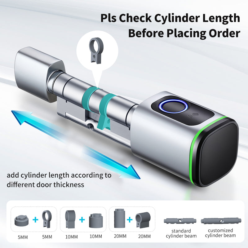 Euro cylinder smart lock with fingerprint - Black